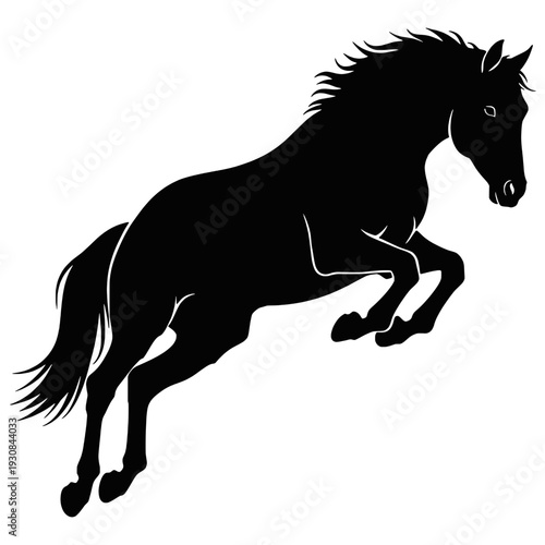 Silhouette of a Black Horse Jump