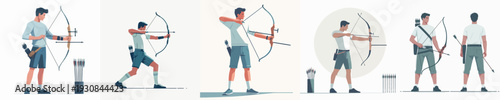 Vector Illustration of an Athlete Practicing Archery