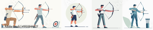 Vector Illustration of an Athlete Practicing Archery