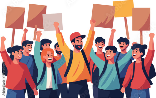 gente riunita manifestazione corteo piazza strada citta vettoriale cartelli e cartelloni 