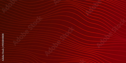 Abstract red gradient background with flowing wavy contour lines, glowing curved line patterns, smooth organic waves