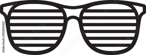 Black and white of shutter style sunglasses with horizontal stripes also transparent background shutter shades