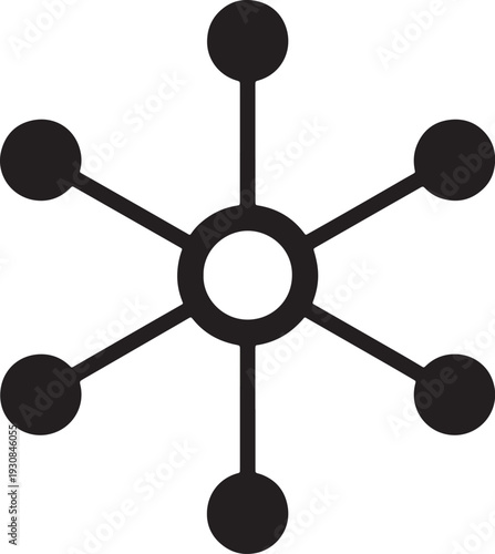 Black interconnected nodes and circles on white background abstract representation also transparent background