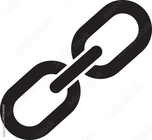 Black interlocking chain links on a white background also transparent background connection symbol