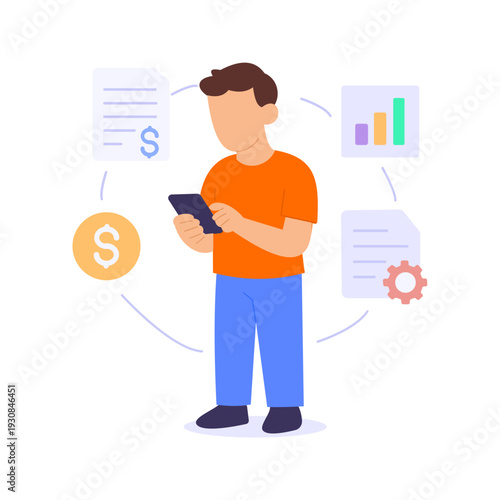 Digital Transformation, adopting technology to reshape operations, Flat vector character illustration