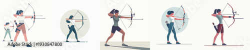 Vector Illustration of an Athlete Practicing Archery