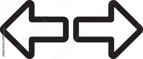 Two thick black arrows pointing towards each other on a white background also transparent background