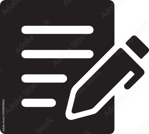 Document Edit Icon – Writing and Form Completion Symbol
