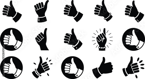 Thumb Up Collection Silhouette Icon Set Thumbs Up Typography Silhouette Icon Pack