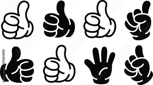 Thumb Up Collection Silhouette Icon Set Thumbs Up Typography Silhouette Icon Pack
