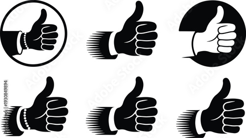 Thumb Up Collection Silhouette Icon Set Thumbs Up Typography Silhouette Icon Pack