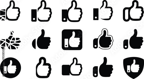 Thumb Up Collection Silhouette Icon Set Thumbs Up Typography Silhouette Icon Pack