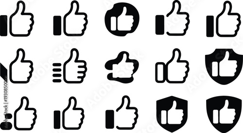 Thumb Up Collection Silhouette Icon Set Thumbs Up Typography Silhouette Icon Pack