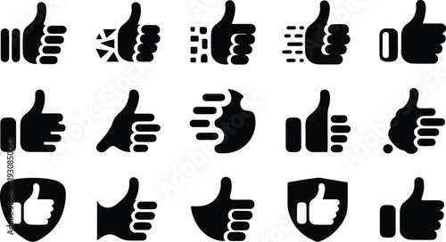 Thumb Up Collection Silhouette Icon Set Thumbs Up Typography Silhouette Icon Pack