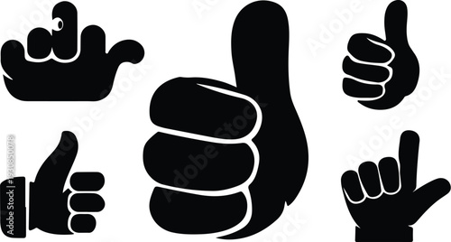 Thumb Up Collection Silhouette Icon Set Thumbs Up Typography Silhouette Icon Pack