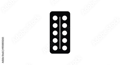 Black pill blister pack with ten capsules a striking silhouette