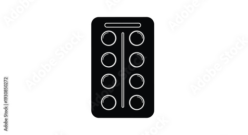 Black silhouette of a blister pack containing pills medicine silhouette