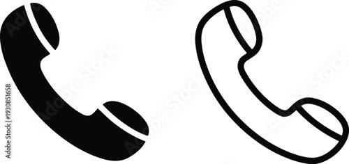 A black and white image of two telephones Vector