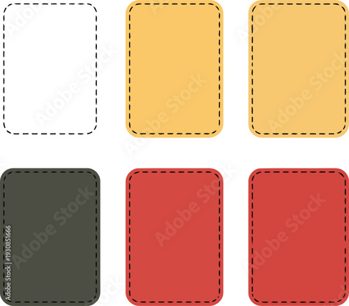A collection of colored rectangles with stitched edges Vector