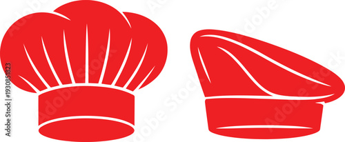 Two red chef hats on a white background Vector