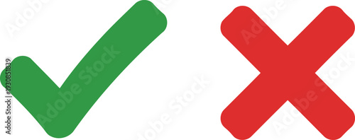 Checkmark and cross icons on a white background Vector