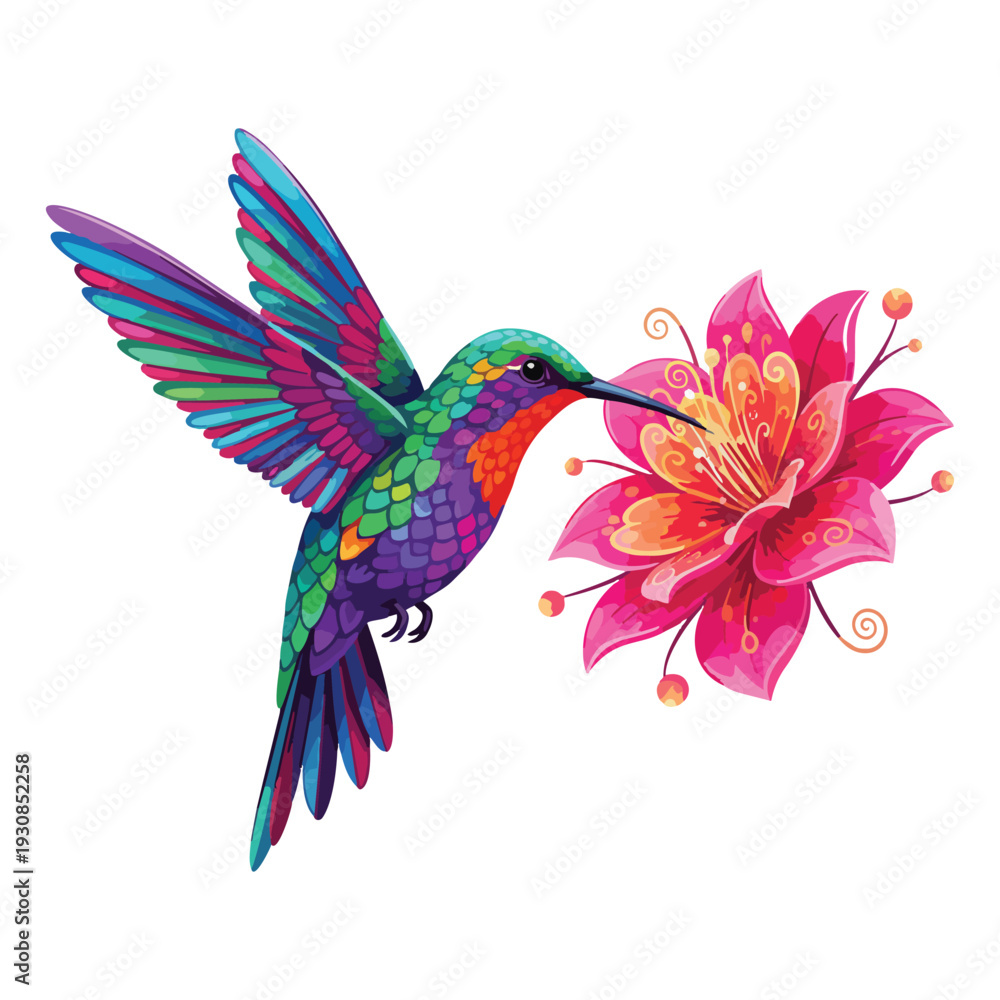Fototapeta premium Bird of paradise vector illustration with colorful feathers and tropical vibe