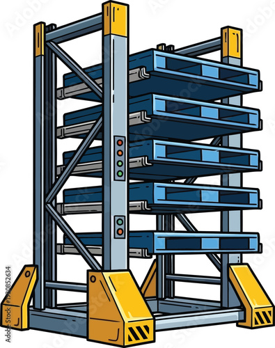 Warehouse pallet racking storage system vector illustration for logistics and supply chain business use isolated on transparent background, Vector