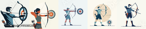 Vector Illustration of an Athlete Practicing Archery