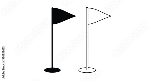 Golf flag depictions one solid black and one outlined a silhouette