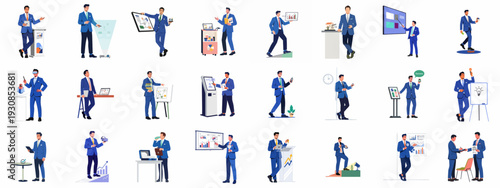 Modern Business Concepts: A Collection of Professional Men Presenting, Innovating, and Managing Data with Technology