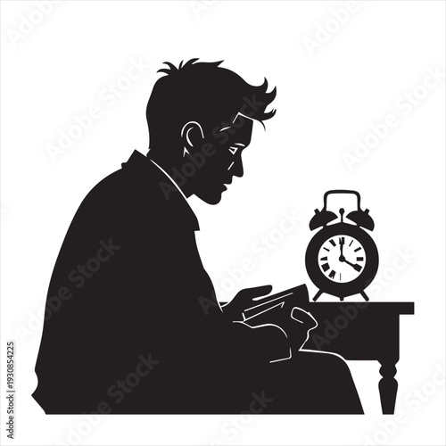 man with alarm clock