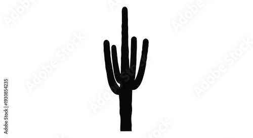 A striking black silhouette of a saguaro cactus in the desert silhouette