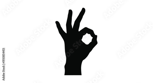 A black silhouette of a hand making the ok gesture silhouette