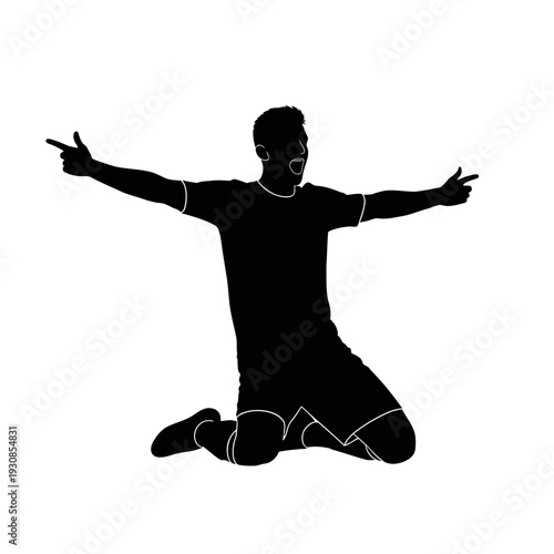 Silhouette of a Person Kneeling with Arms Outstretched in Prayer.