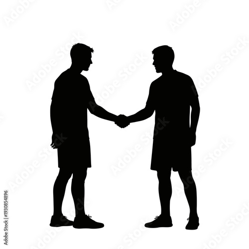 Two silhouetted figures shake hands in a business partnership scene.
