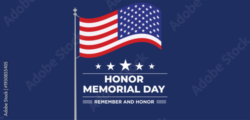 Memorial day background with national flag of United States. National holiday of the USA.