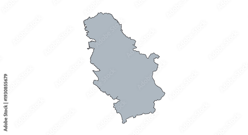 Fototapeta premium Serbia Country Map Silhouette in Light Gray on Isolated White Background