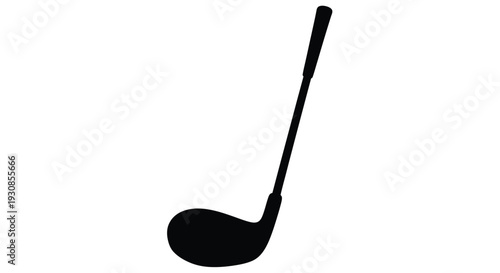 A black silhouette of a golf club against a white background silhouette