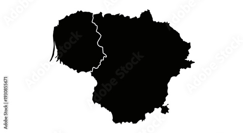 Lithuania country map silhouette on isolated white background
