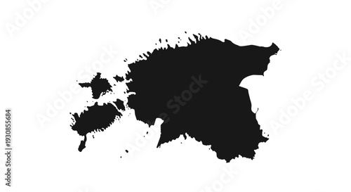 Estonia Country Map Silhouette in Black on Isolated White Background
