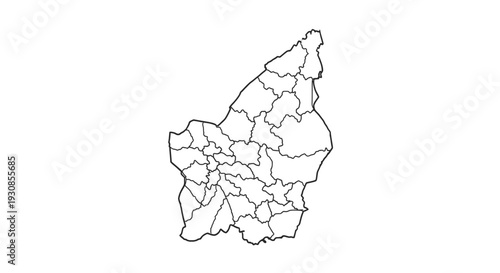 San Marino country outline map with administrative divisions on isolated white background