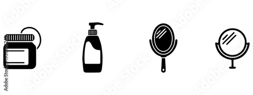 Set of Minimalist Silhouette Icons for Beauty, Skincare, and Grooming Products