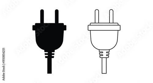 Two electrical plugs shown in contrasting styles a striking silhouette