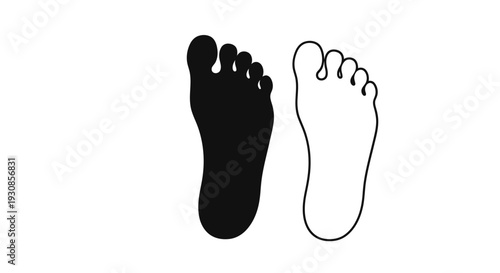 Simple black outline and filled foot images create a distinct silhouette