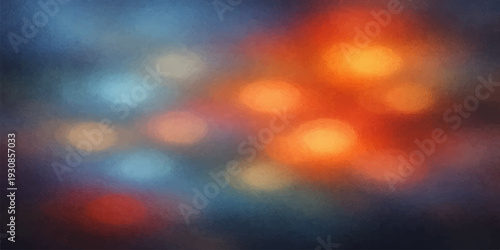 Abstract Bokeh of Fiery Radiance: A vibrant display of colorful bokeh lights, with warm oranges and cool blues, creating an abstract and dreamy effect.