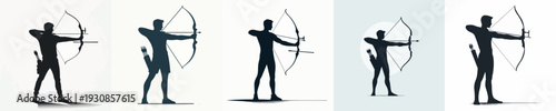 Silhouette Vector Illustration of an Athlete Practicing Archery