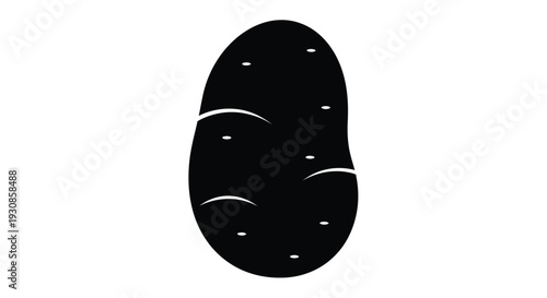 A simple black silhouette of a potato with eyes and imperfections