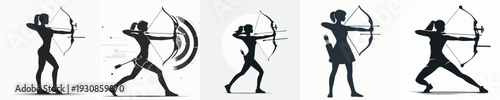 Silhouette Vector Illustration of an Athlete Practicing Archery