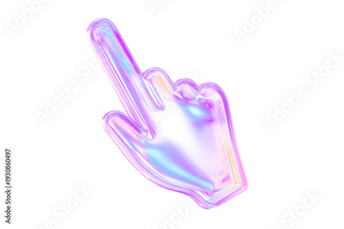 Iridescent and Holographic Hand Pointer Cursor Icon