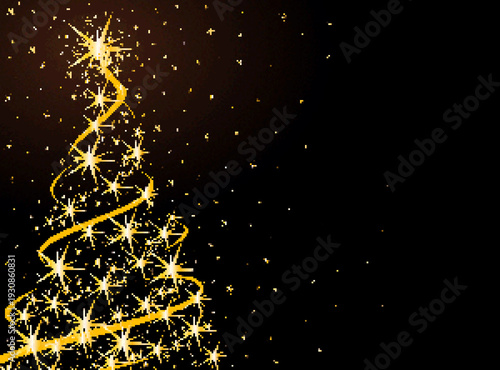 A greeting card with a pixel Christmas tree.